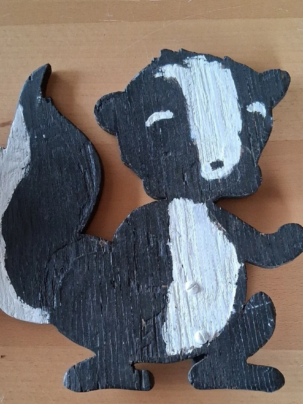 Hand-Painted Black & White Wooden Animal Décor Set